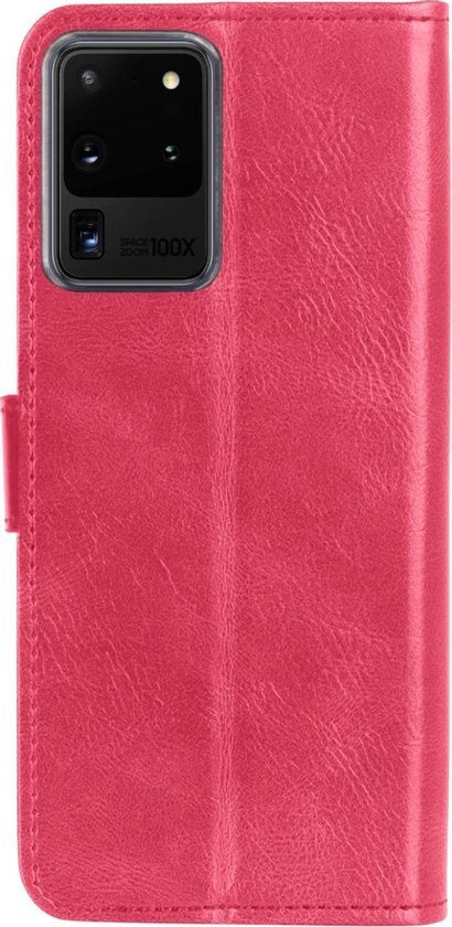 Samsung S20 Ultra Hoesje Bookcase Cover met Kaarthouder - Donkerroze