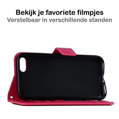 iPhone SE 2020 Hoesje Bookcase Cover met Kaarthouder - Donkerroze