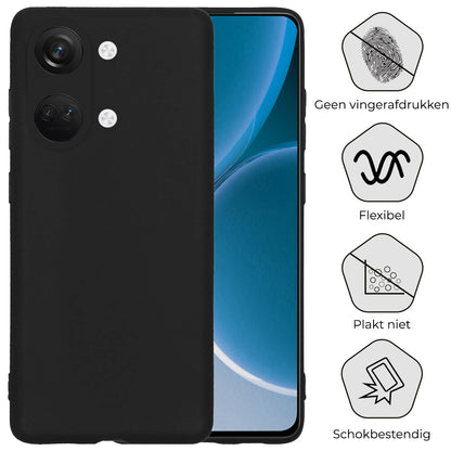 OnePlus Nord 3 Hoesje Siliconen Backcover Lichtgewicht - Zwart
