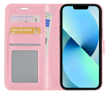 iPhone 13 Pro Max Hoesje Bookcase Cover met Kaarthouder - Lichtroze