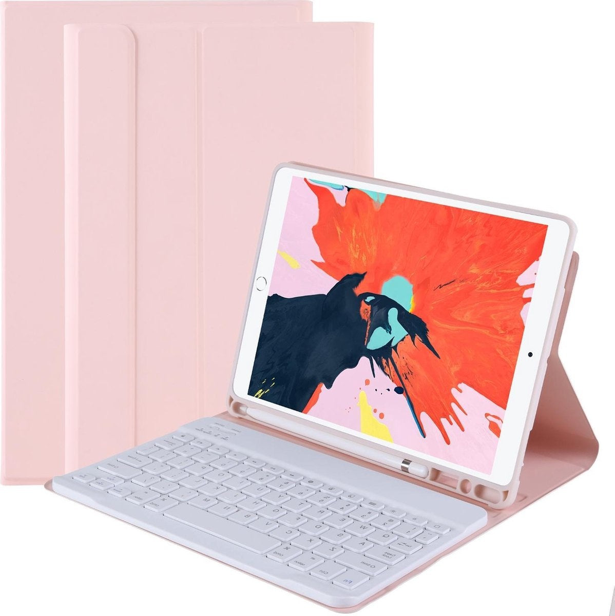 iPad 10.2 2019 Hoesje Toetsenbord Case Kunstleer - Lichtroze