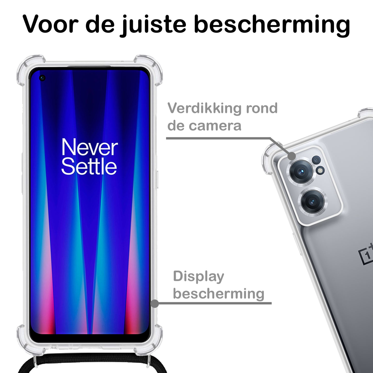 OnePlus Nord CE 2 Hoesje met Koord Siliconen - Transparant