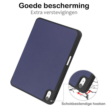 iPad 2022 / 2025 (A16 ) Trifold Bookcase Hoes met Penhouder voor Apple Pen - Donkerblauw