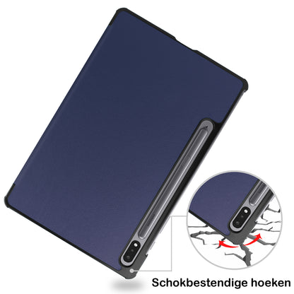 Samsung Galaxy Tab S8 Ultra Trifold Bookcase Hoes - Donkerblauw