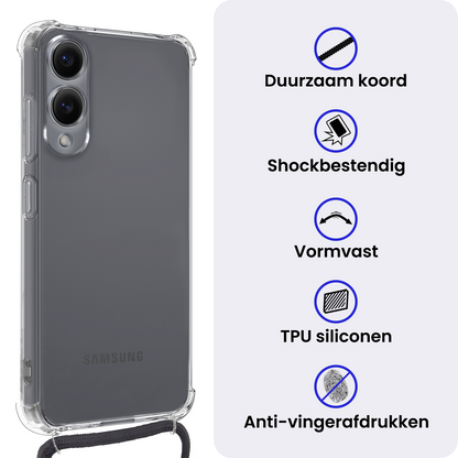 Samsung S25 Edge Hoesje met Koord Backcover Shockproof - Transparant