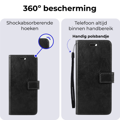 Google Pixel 8a Hoesje Bookcase Cover met Kaarthouder - Zwart