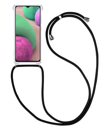 Samsung A12 Hoesje met Koord Backcover Shockproof - Transparant