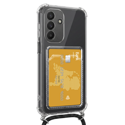 Samsung A27 Hoesje Kaarthouder met Koord Backcover Shockproof - Transparant