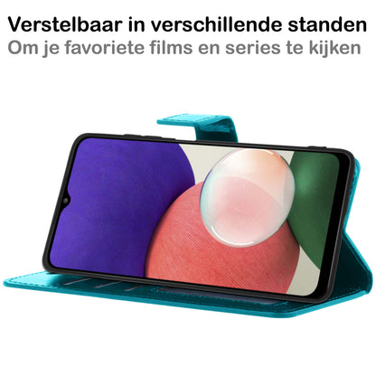 Samsung M22 Hoesje Bookcase Cover met Kaarthouder - Turquoise