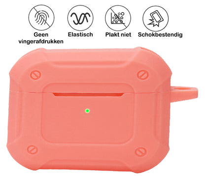 AirPods 3 Hoesje Shock Proof Case Siliconen met Clip - Zalm