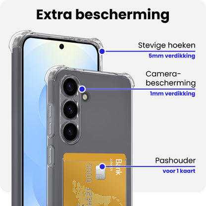 Samsung S25 Hoesje Kaarthouder Backcover Shockproof - Transparant