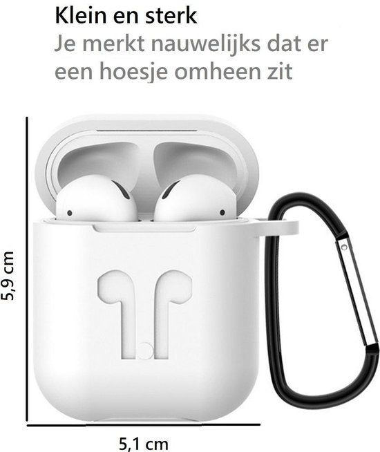 AirPods 1 Hoesje Siliconen 3-in-1 met Clip - Wit