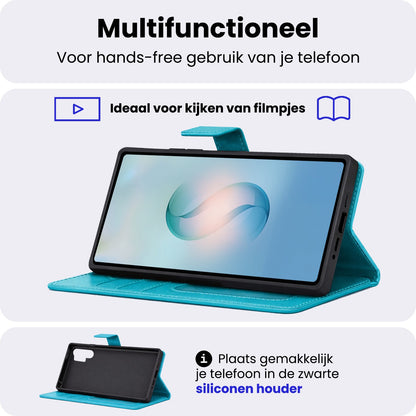 Samsung S26 Ultra Hoesje Bookcase Cover met Kaarthouder - Turquoise