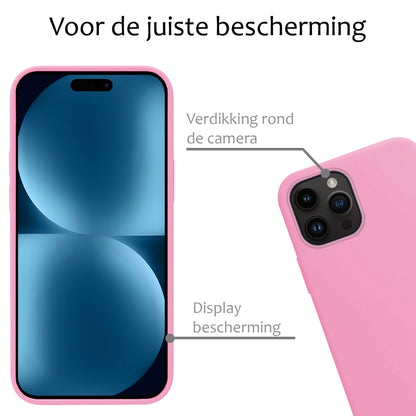 iPhone 15 Pro Hoesje Siliconen Backcover Lichtgewicht - Lichtroze