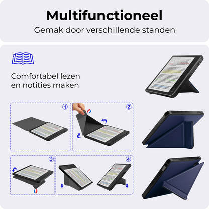 Kobo Libra Colour Trifold Bookcase Hoes - Donkerblauw