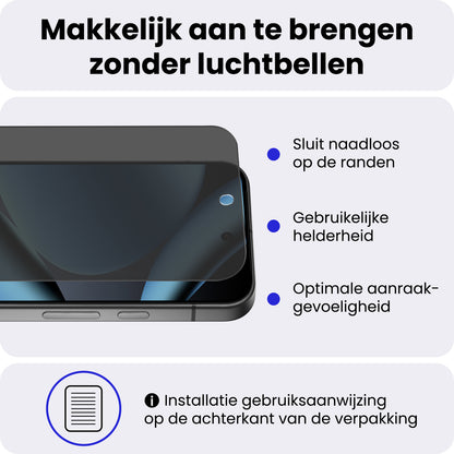 Google Pixel 11 Pro Screenprotector Gehard Glas - Privacy