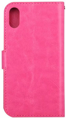 iPhone Xs Hoesje Bookcase Cover met Kaarthouder - Donkerroze