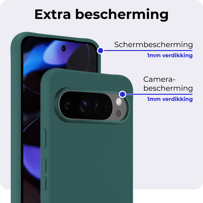 Google Pixel 9 Pro XL Hoesje Siliconen Backcover Lichtgewicht - Donkergroen