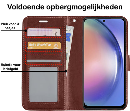 Samsung A54 Hoesje Bookcase Cover met Kaarthouder - Bruin