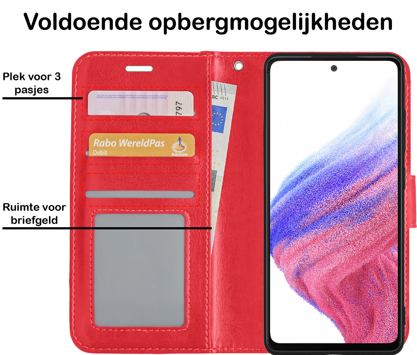 Samsung A53 Hoesje Book Case Kunstleer - Rood