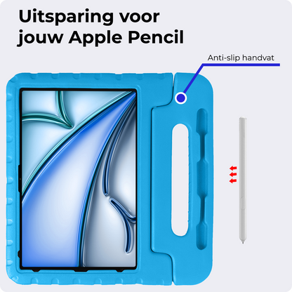 iPad Air 2024 / 2025 (13 inch) Kinderhoes Shockabsorberend Foam - Blauw