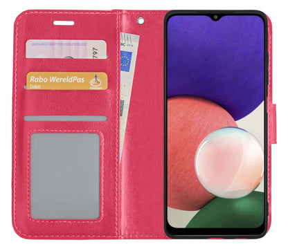 Samsung M22 Hoesje Bookcase Cover met Kaarthouder - Donkerroze