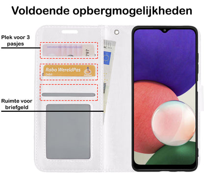 Samsung M22 Hoesje Bookcase Cover met Kaarthouder - Wit