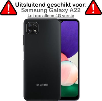 Samsung A22 4G Hoesje Bookcase Cover met Kaarthouder - Lichtroze