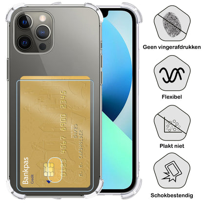 iPhone 14 Pro Hoesje Kaarthouder Backcover Shockproof - Transparant