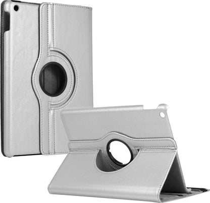 iPad 10.2 2019 Trifold Bookcase Hoes 360 Graden Draaibaar - Zilver