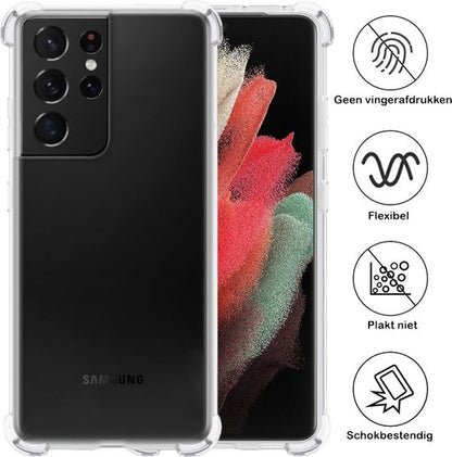 Samsung S21 Ultra Hoesje Shockproof Backcover Siliconen - Transparant