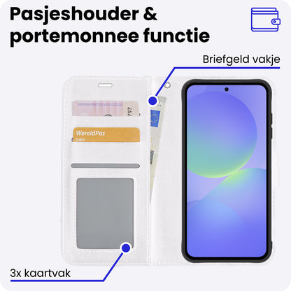 Samsung A36 Hoesje Bookcase Cover met Kaarthouder - Wit