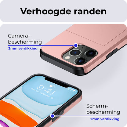 iPhone 11 Pro Hoesje Kaarthouder Hard Case Shockproof - Rosé goud