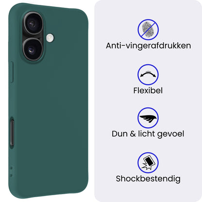 iPhone 17 Hoesje Siliconen Backcover Lichtgewicht - Donkergroen