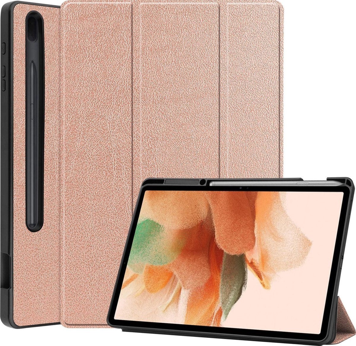 Samsung Galaxy Tab S7 FE Tablethoes Smcpen Met Screenprotector - Rosðð goud