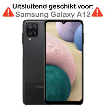 Samsung A12 Hoesje Bookcase Cover met Kaarthouder - Donkerblauw