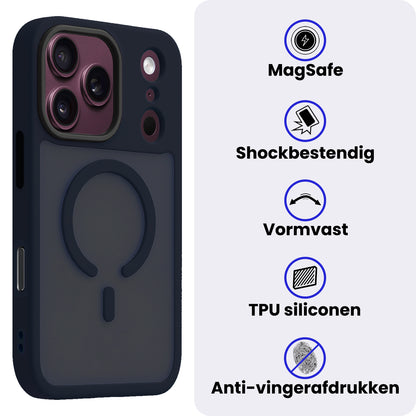 iPhone 18 Pro Hoesje Geschikt voor Magsafe Backcover Shockproof - Donkerblauw