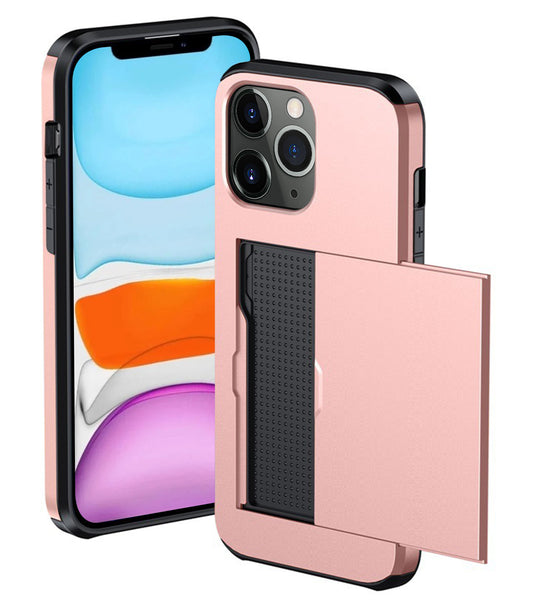 iPhone 11 Pro Max Hard Case Met Pashouder - Rosé goud