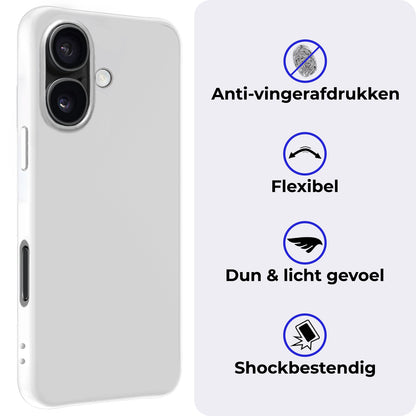 iPhone 16 Plus Hoesje Siliconen Backcover Lichtgewicht - Wit