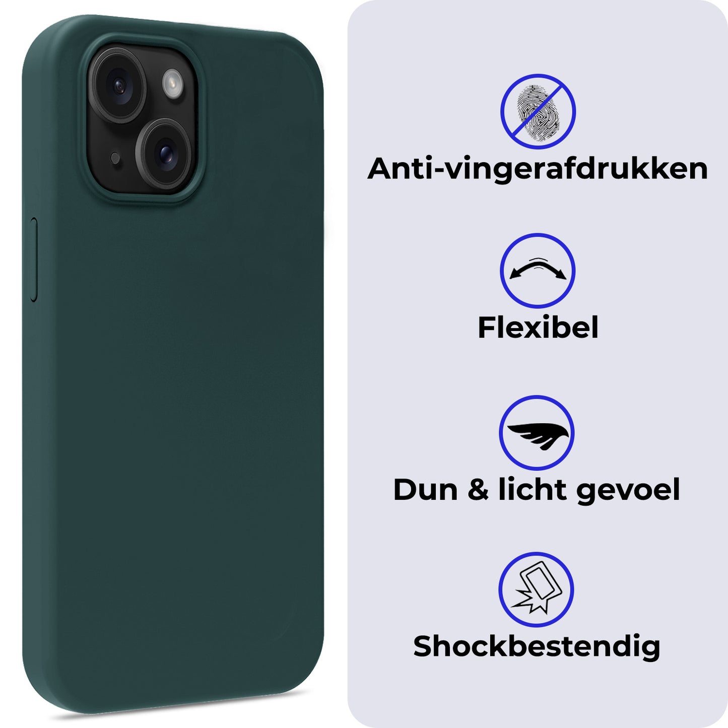 iPhone 15 Hoesje Siliconen - Donkergroen