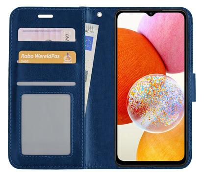 Samsung A14 Hoesje Book Case Kunstleer - Donkerblauw