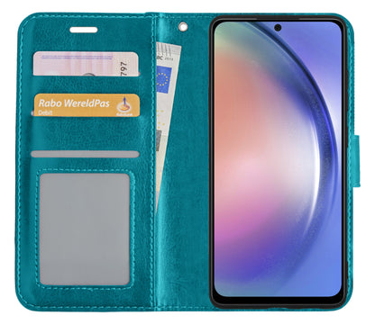 Samsung A54 Hoesje Bookcase Cover met Kaarthouder - Turquoise