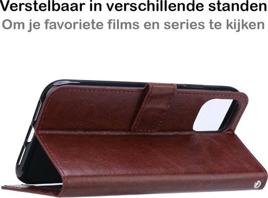 iPhone 12 Hoesje Book Case Kunstleer - Bruin