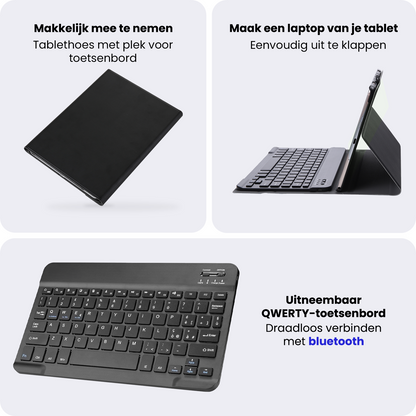 Samsung Galaxy Tab A11 Toetsenbord Hoes met Uitneembaar toetsenbord - Zwart