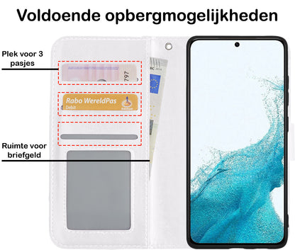 Samsung S22 Plus Hoesje Bookcase Cover met Kaarthouder - Wit
