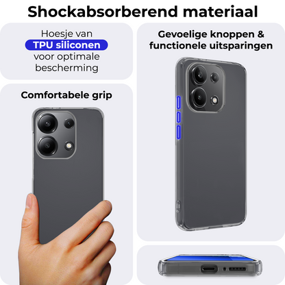 Xiaomi Redmi Note 13 4G Hoesje Siliconen Backcover Lichtgewicht - Transparant