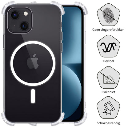 iPhone 15 Plus Hoesje Geschikt voor Magsafe Backcover Shockproof - Transparant