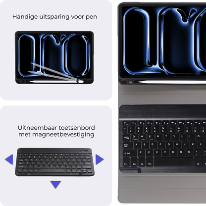 iPad Pro 2024 (13 inch) Toetsenbord Hoes met Uitneembaar toetsenbord - Zwart