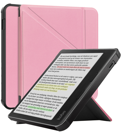 Kobo Libra Colour Bookcase Hoes Shockabsorberend - Roze