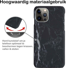 iPhone 11 Pro Hoesje Marmer Hard Case Cover - Zwart